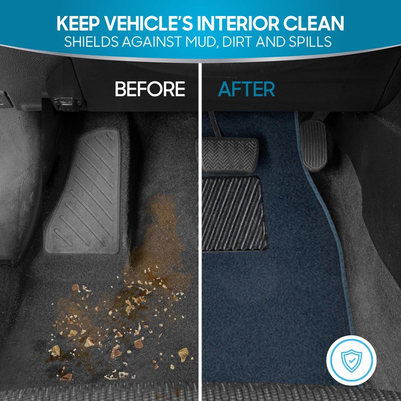 BDK Premium Blue Carpet Floor Mats for Cars - Universal Fit Interior 4-Piece Car Mats Full Set with Vinyl Heel Pad Protector - Cute Car Accessories Interior Floor Covers for SUVs & Trucks - Image 4